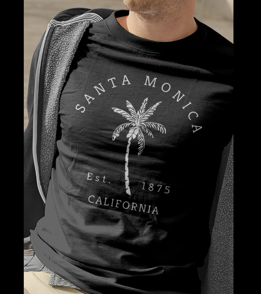 Santa Monica California Est. 1875 Palm Tree Retro Cool T-Shirt