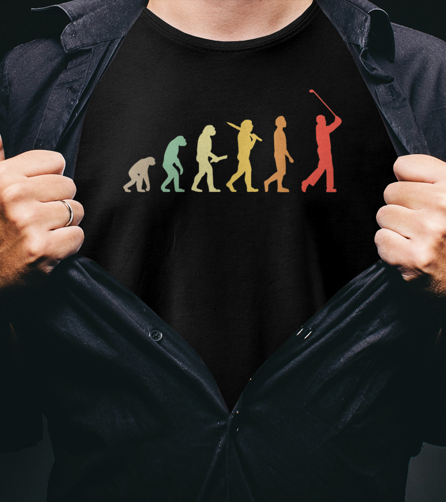 Retro Golf Evolution For Golfers Humor T-Shirt