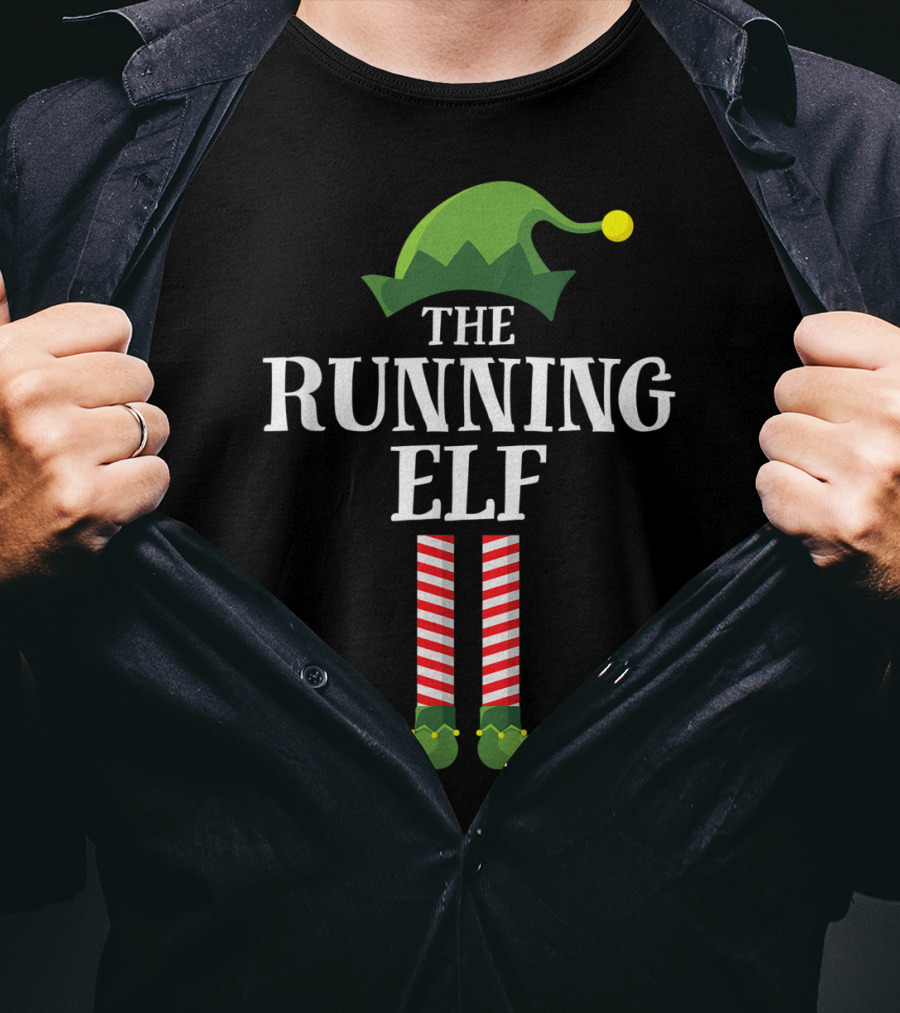 The Running Elf Matching Family Group Christmas Pajamas T-Shirt