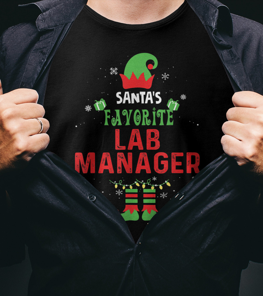 Santa's Favorite Lab Manager Christmas Elf Hat And Boots T-Shirt