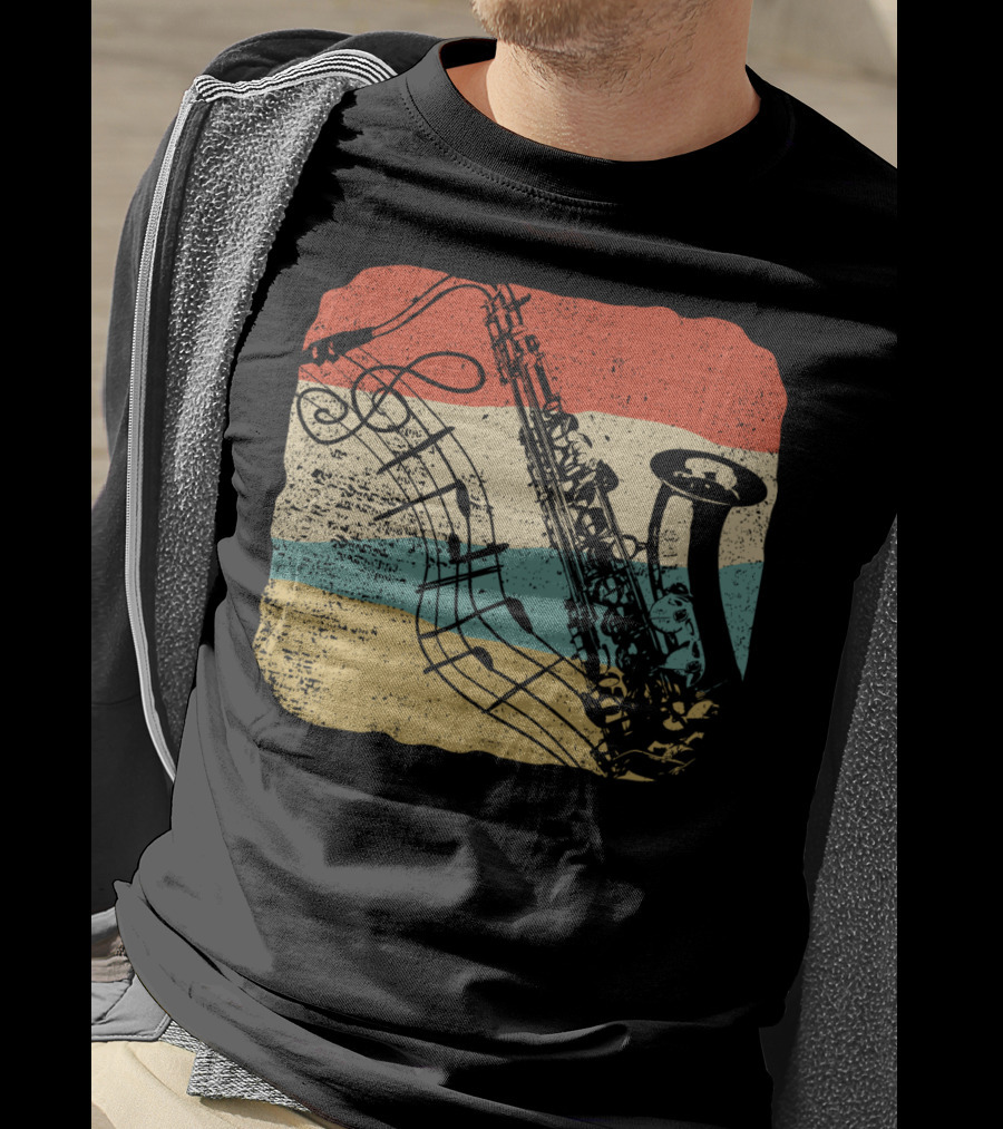 Saxophone Player Jazz Music 70s T-Shirt