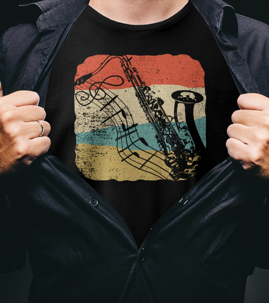 Saxophone Player Jazz Music 70s T-Shirt