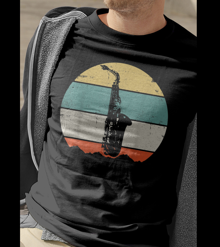 Retro Sunset Saxophone T-Shirt