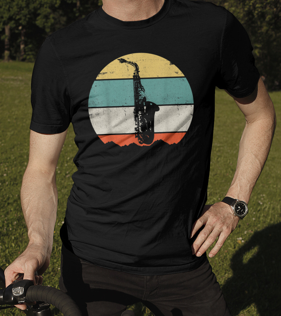 Retro Sunset Saxophone T-Shirt