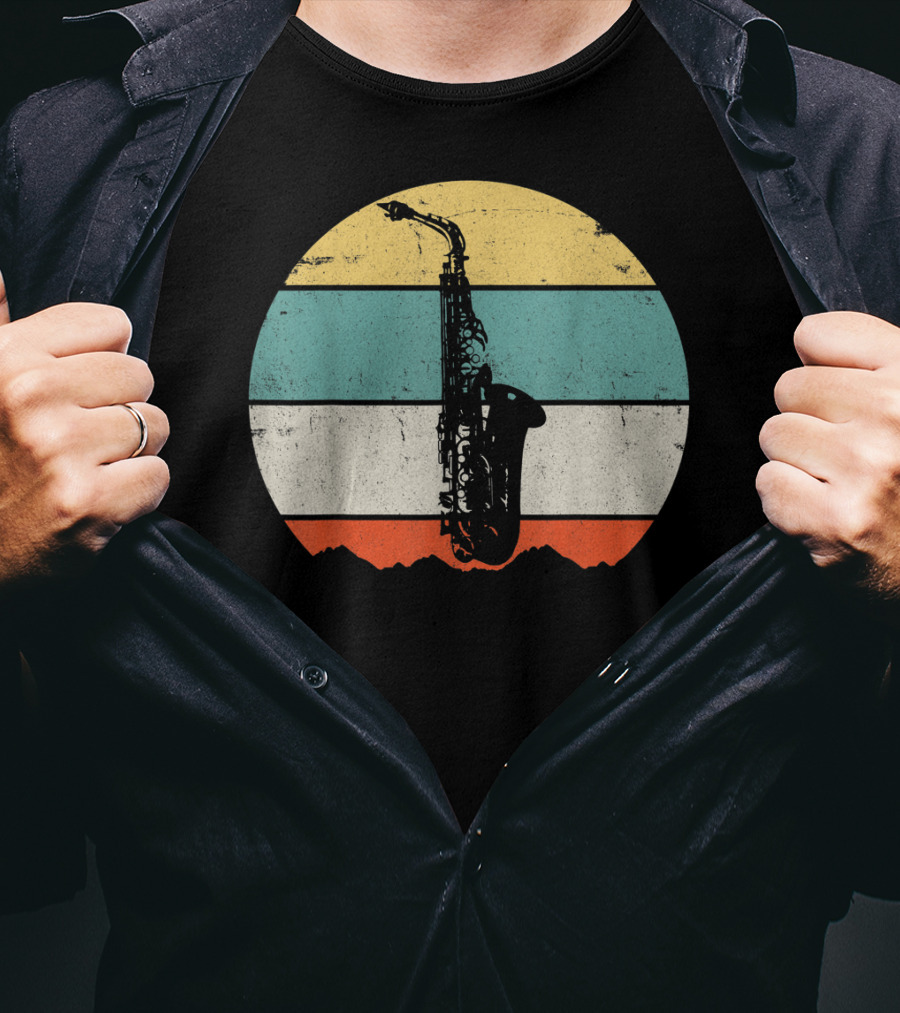 Retro Sunset Saxophone T-Shirt