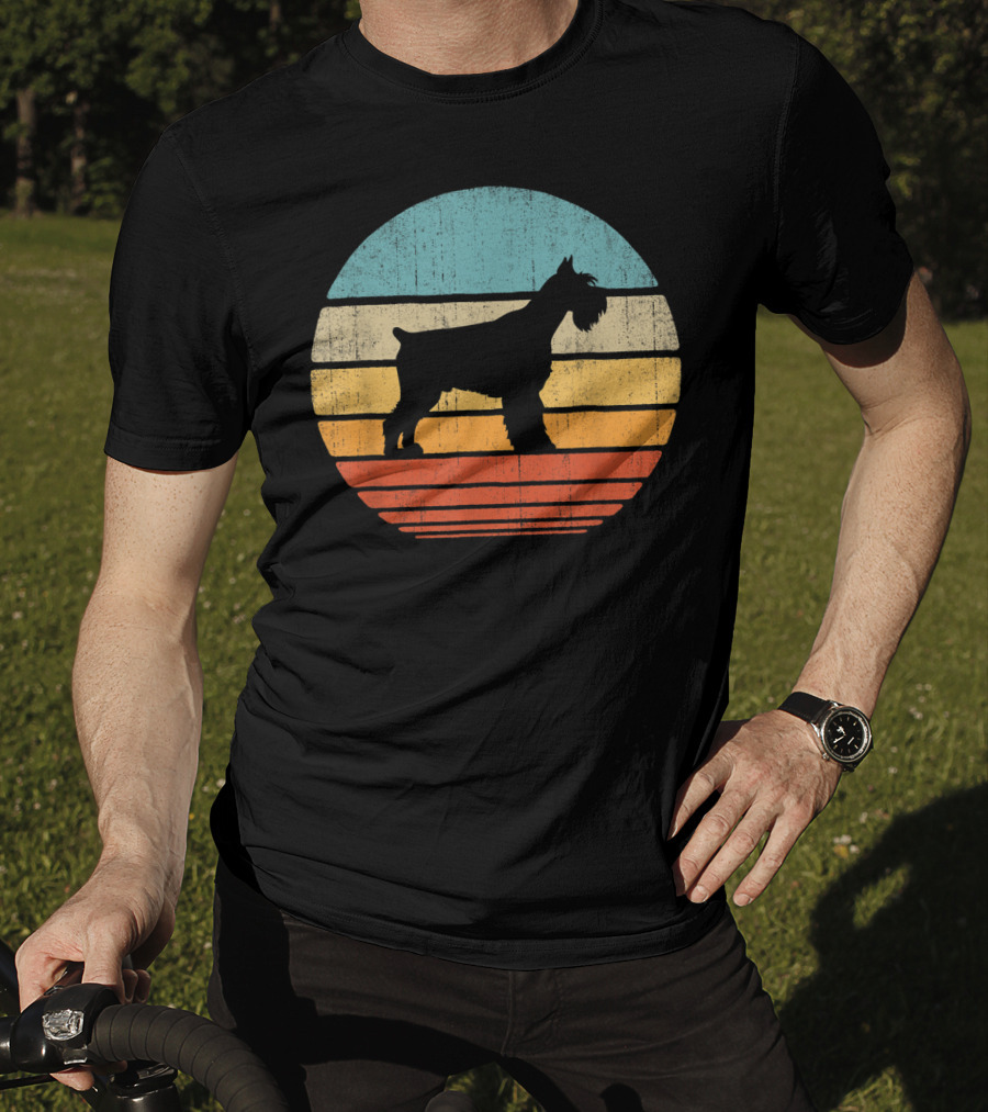 Schnauzer Retro 60S 70S Sunset Stripes T-Shirt