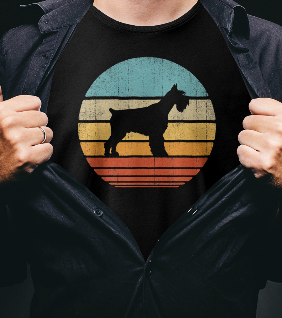 Schnauzer Retro 60S 70S Sunset Stripes T-Shirt