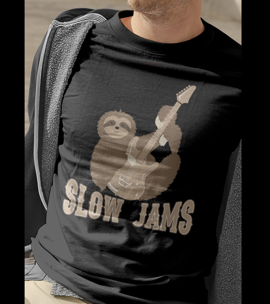 Slow Jams Sloth Fun Bass Guitar Chilled T-Shirt