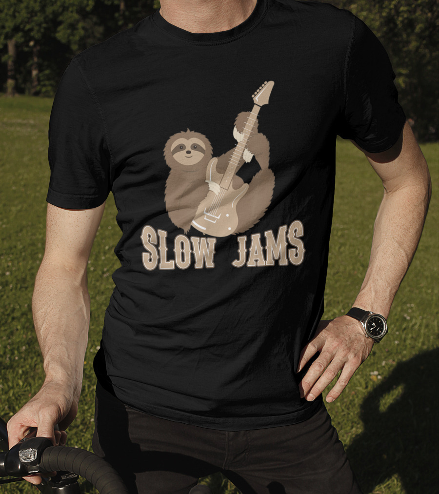 Slow Jams Sloth Fun Bass Guitar Chilled T-Shirt
