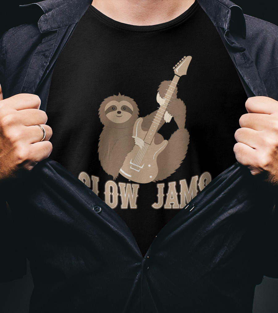 Slow Jams Sloth Fun Bass Guitar Chilled T-Shirt