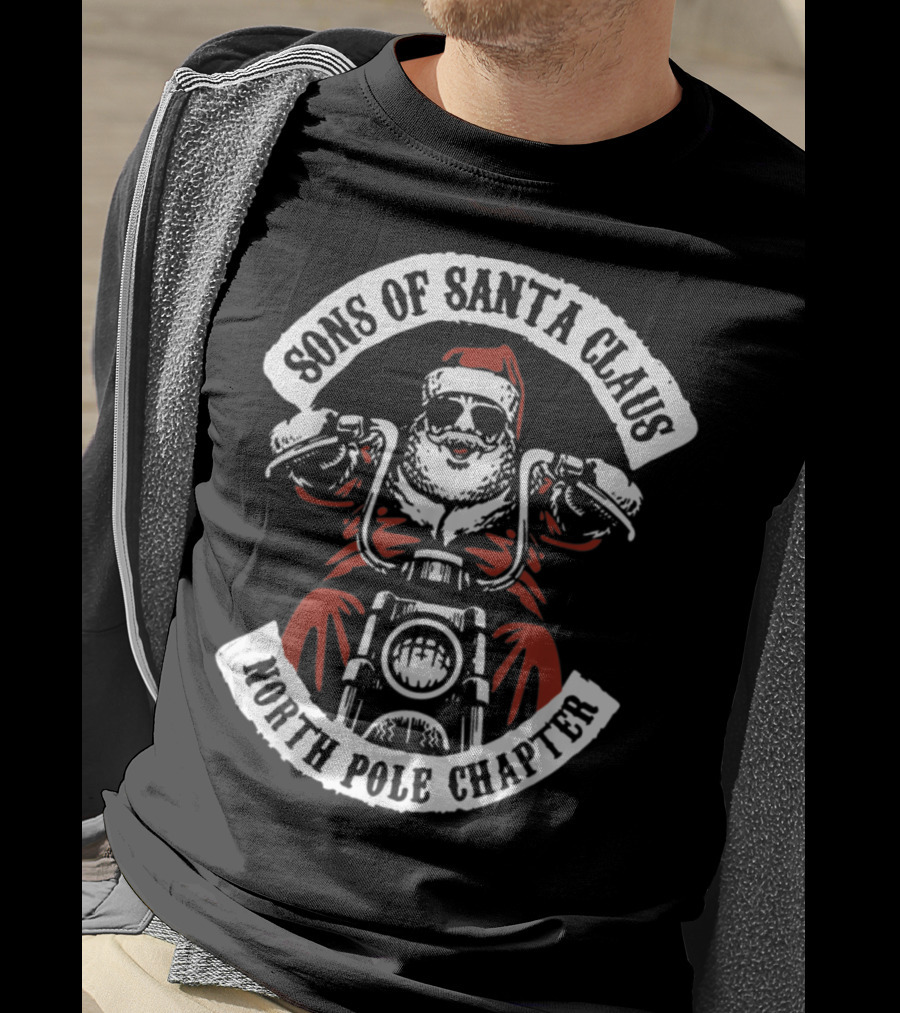 Sons Of Santa Claus North Pole Chapter Motorcycle Club Santa Biker T-Shirt