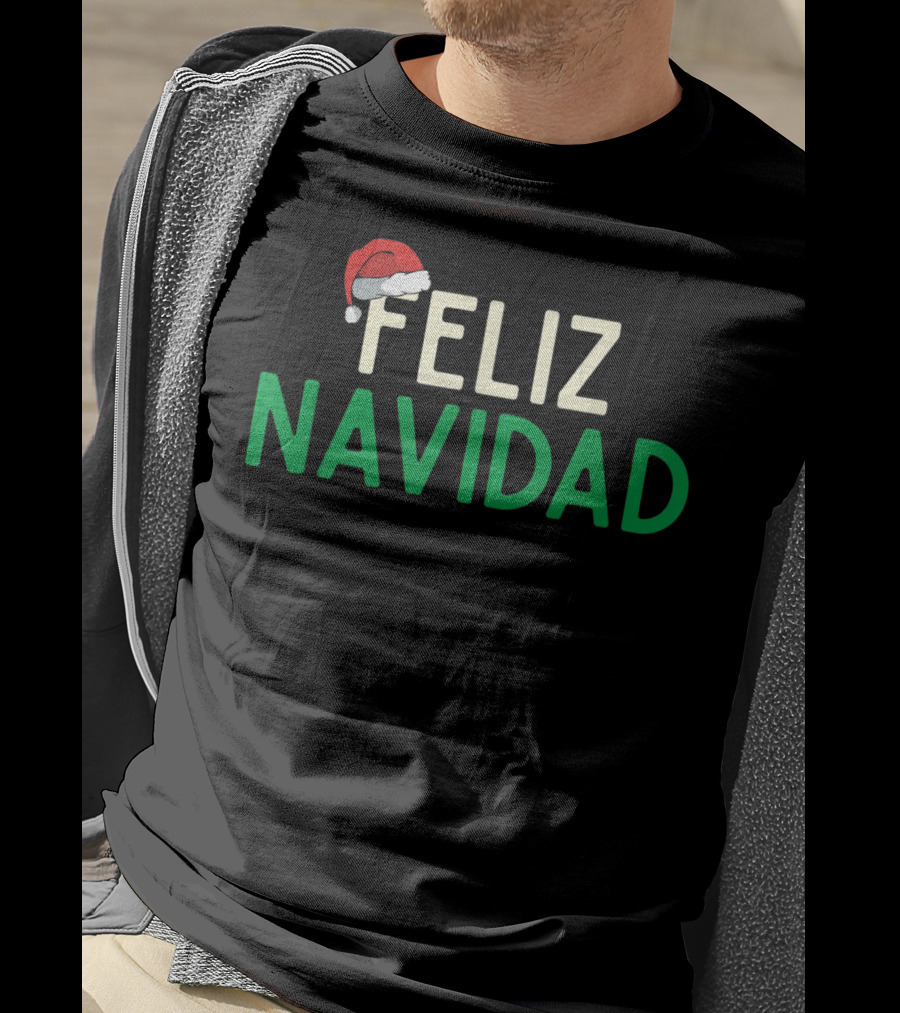 Feliz Navidad Santa Hat Spanish Christmas Fun T-Shirt