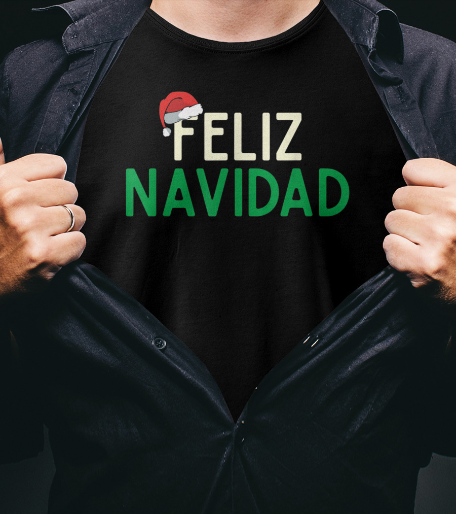 Feliz Navidad Santa Hat Spanish Christmas Fun T-Shirt