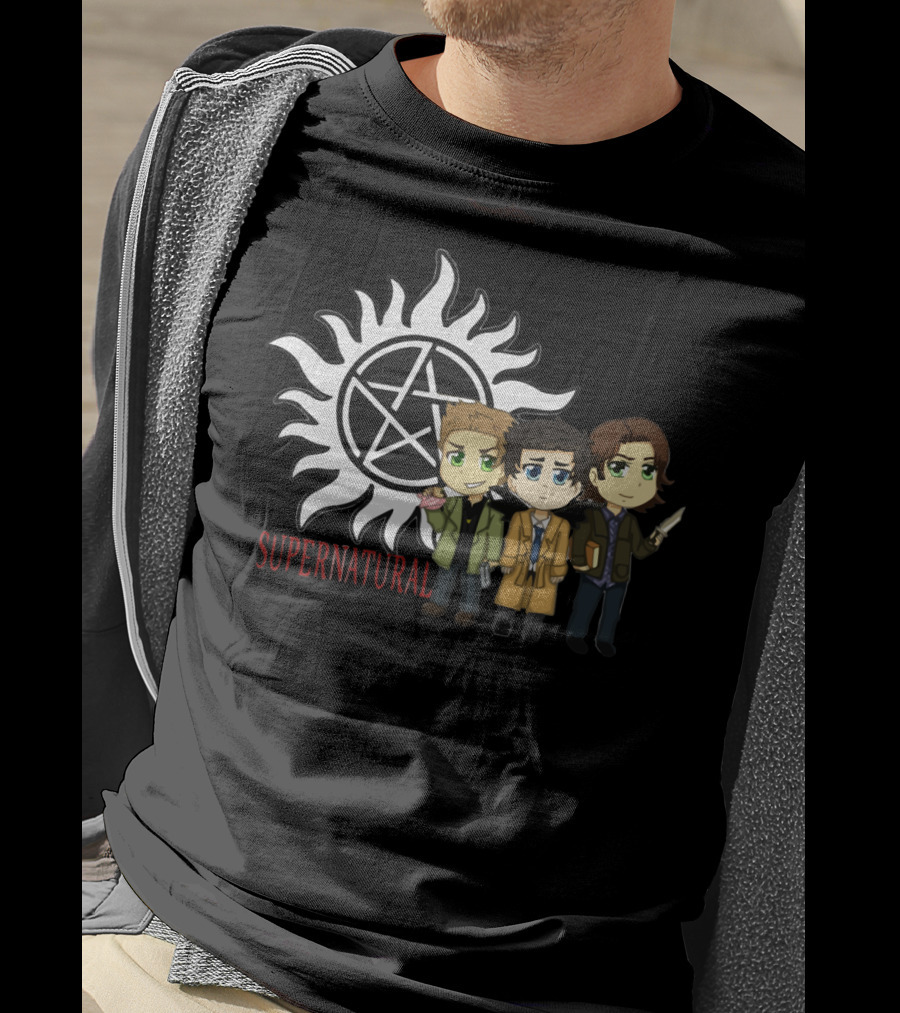 Supernatural Anti-Possession Symbol With Chibi Characters T-Shirt