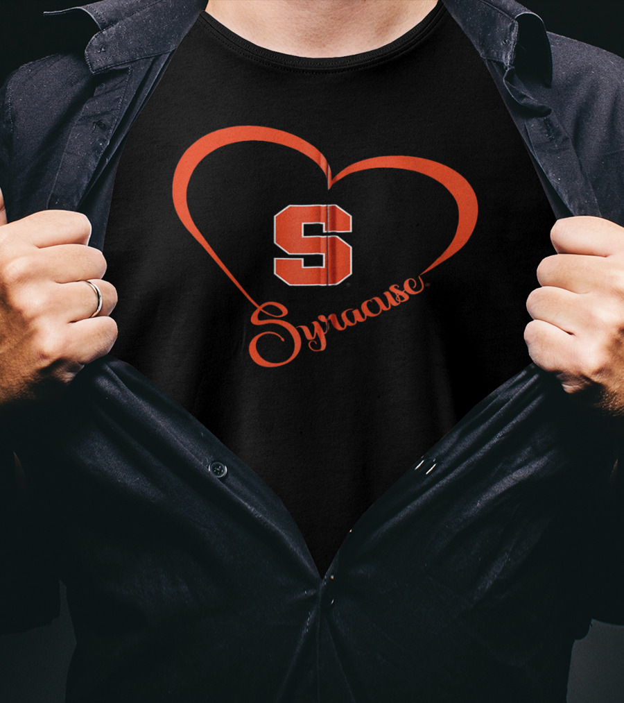 Syracuse Orange Heart Outline With Syracuse Team Name T-Shirt