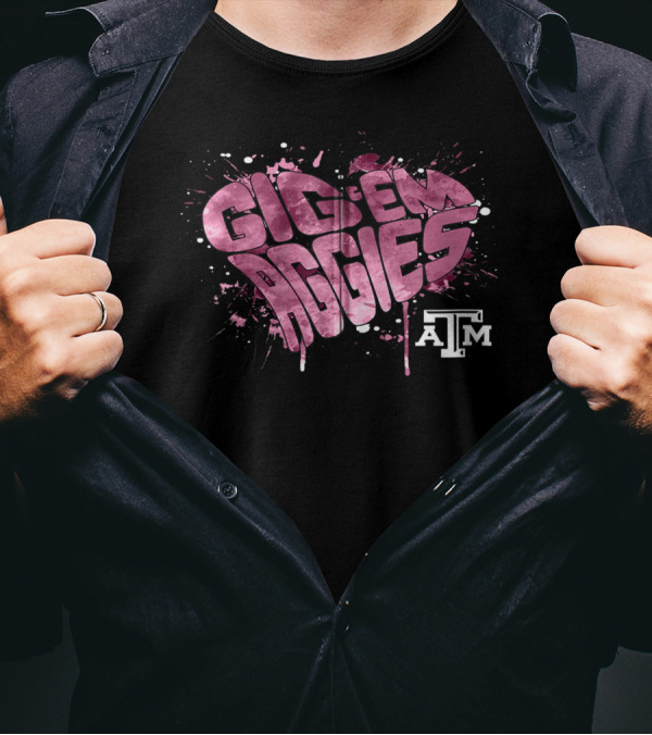 Gig 'Em Aggies Heart Shape Texas A&M T-Shirt