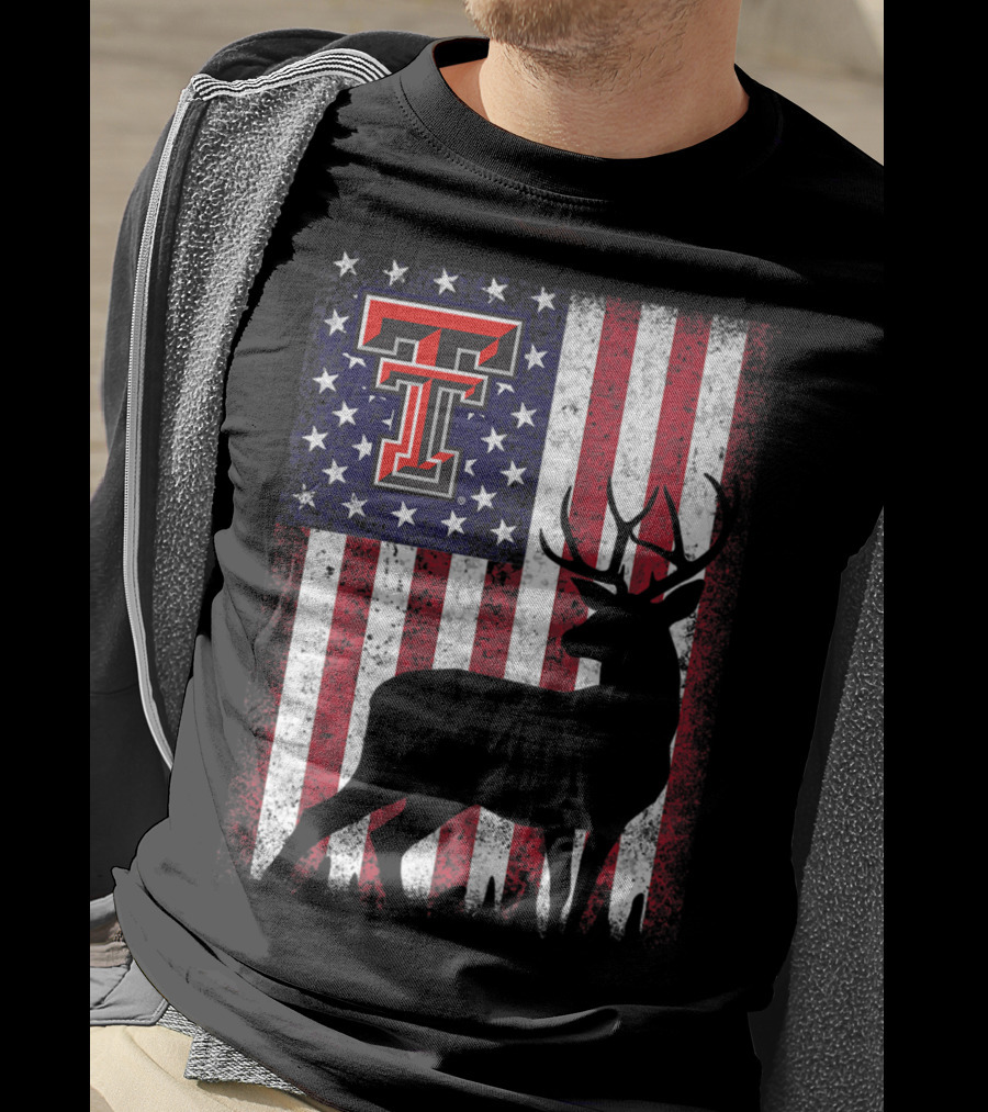 Texas Tech Red Raiders American Flag Deer T-Shirt