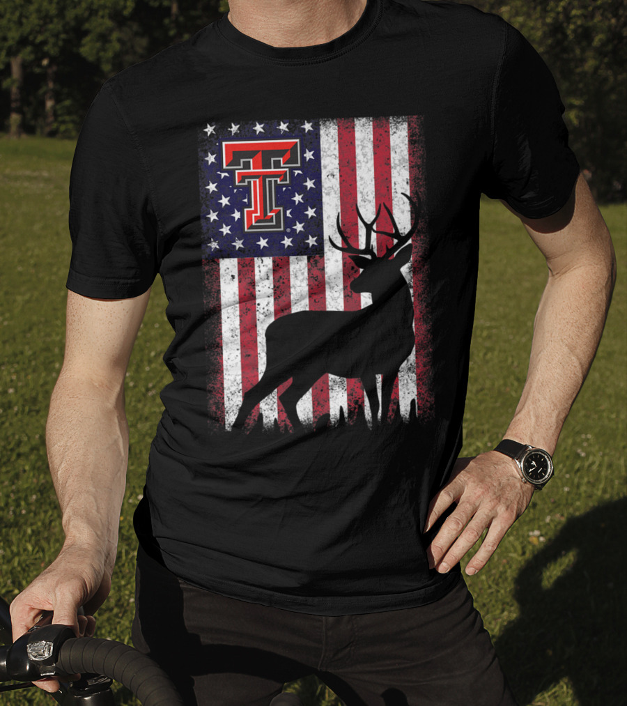 Texas Tech Red Raiders American Flag Deer T-Shirt