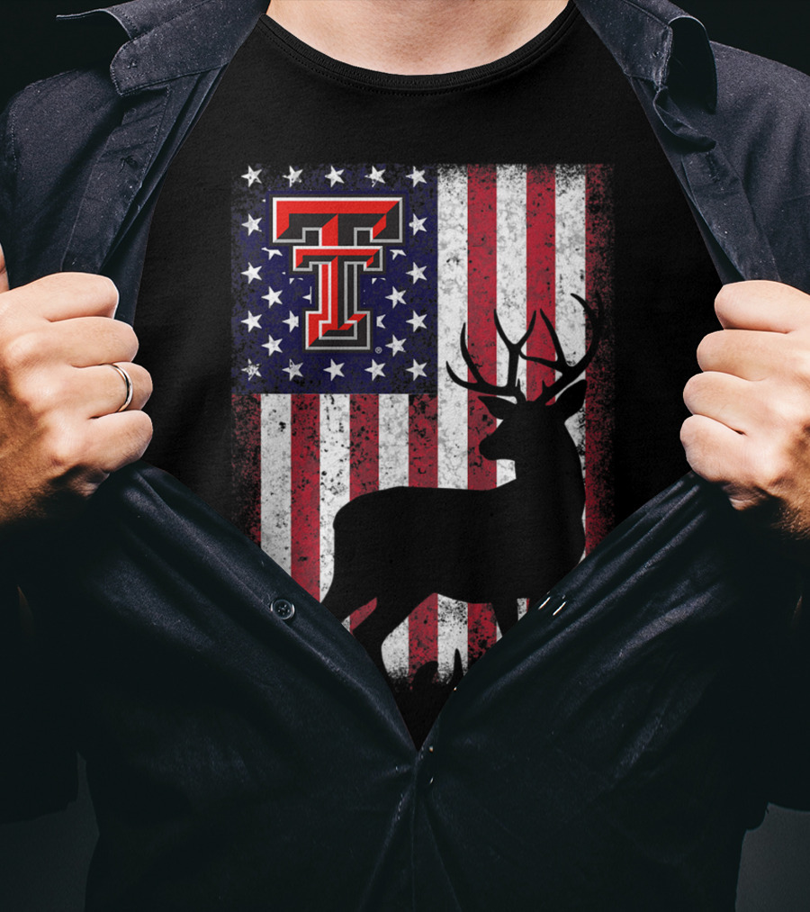 Texas Tech Red Raiders American Flag Deer T-Shirt