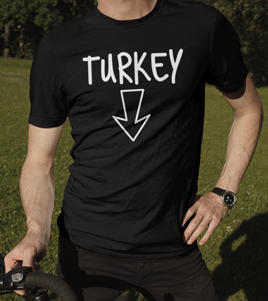 Turkey Down Arrow Thanksgiving Baby Announcement T-Shirt