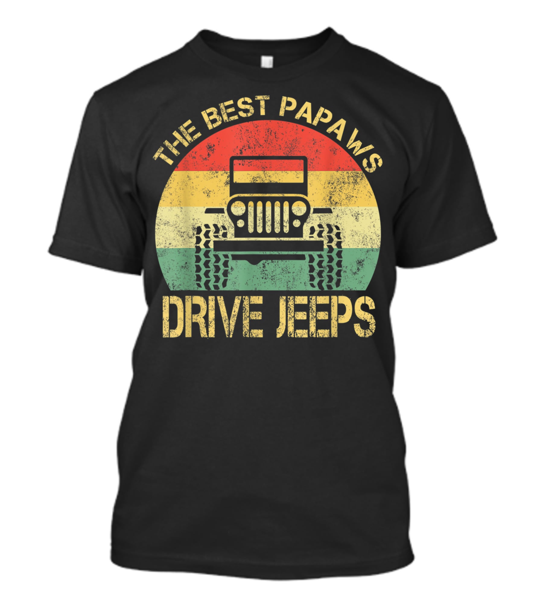 The Best Papaws Drive Jeeps Retro Striped T-Shirt