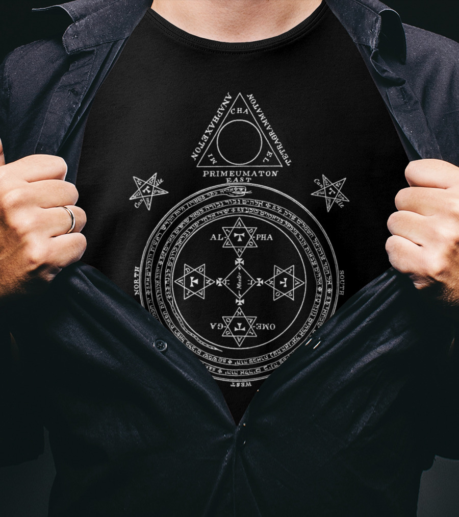 Primeumaton Anaphaxeton Mystic Circle Alpha Omega Sigil T-Shirt
