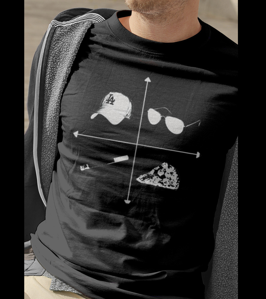 Tp Art Crew LA Hat Sunglasses Pizza Remote Black T-Shirt