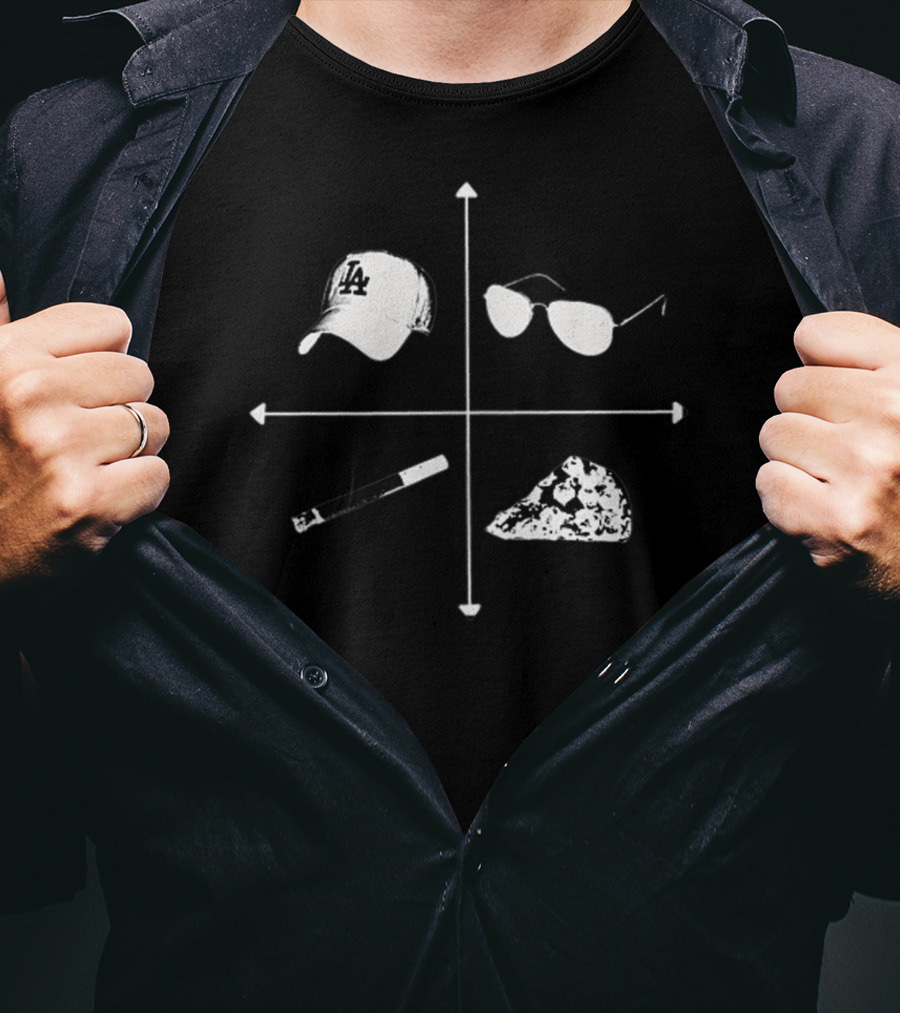 Tp Art Crew LA Hat Sunglasses Pizza Remote Black T-Shirt