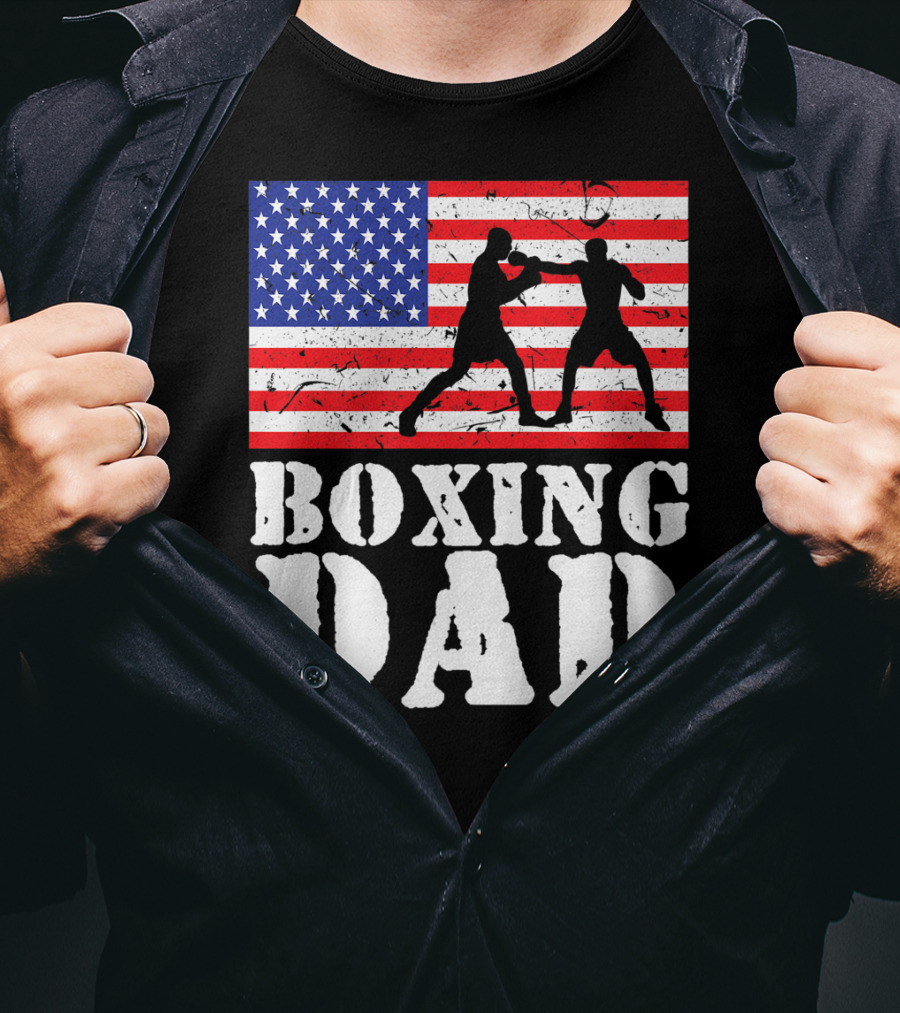 American Flag Boxing Dad T-Shirt