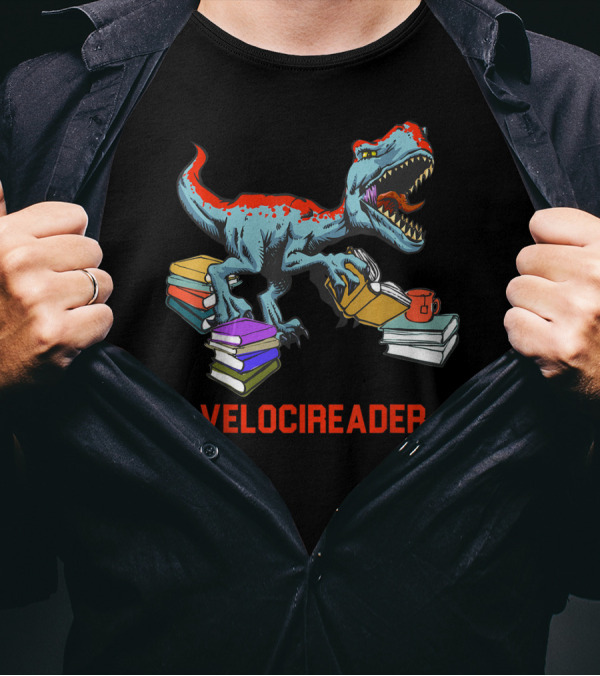 Velocireader Velociraptor Surrounded By Books And Coffee Mug T-Shirt