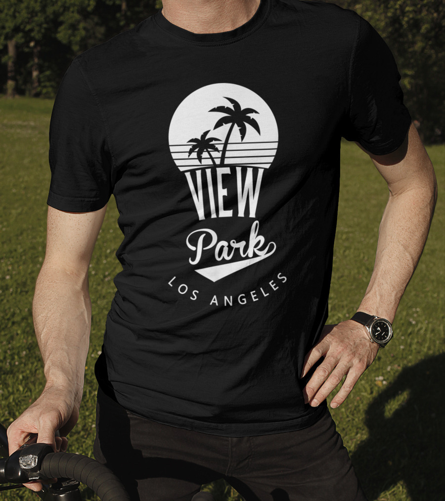 View Park Los Angeles Palm Trees Retro Sunset T-Shirt