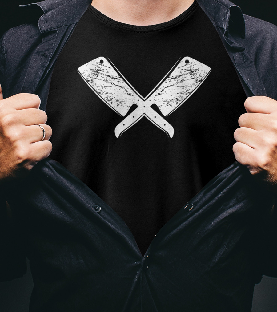 Vintage Butcher Knife Meat Cook Crossed Cleavers T-Shirt