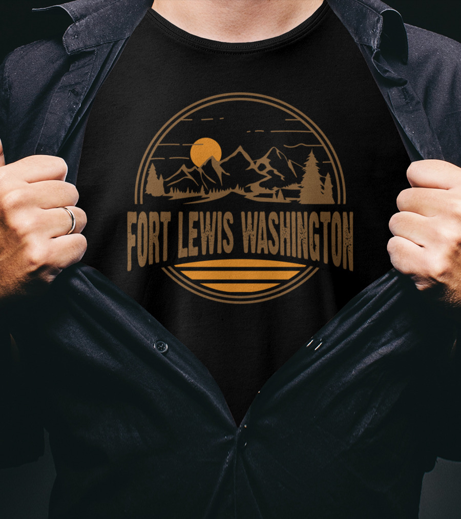 Fort Lewis Washington Vintage Mountain Sunset Scene T-Shirt