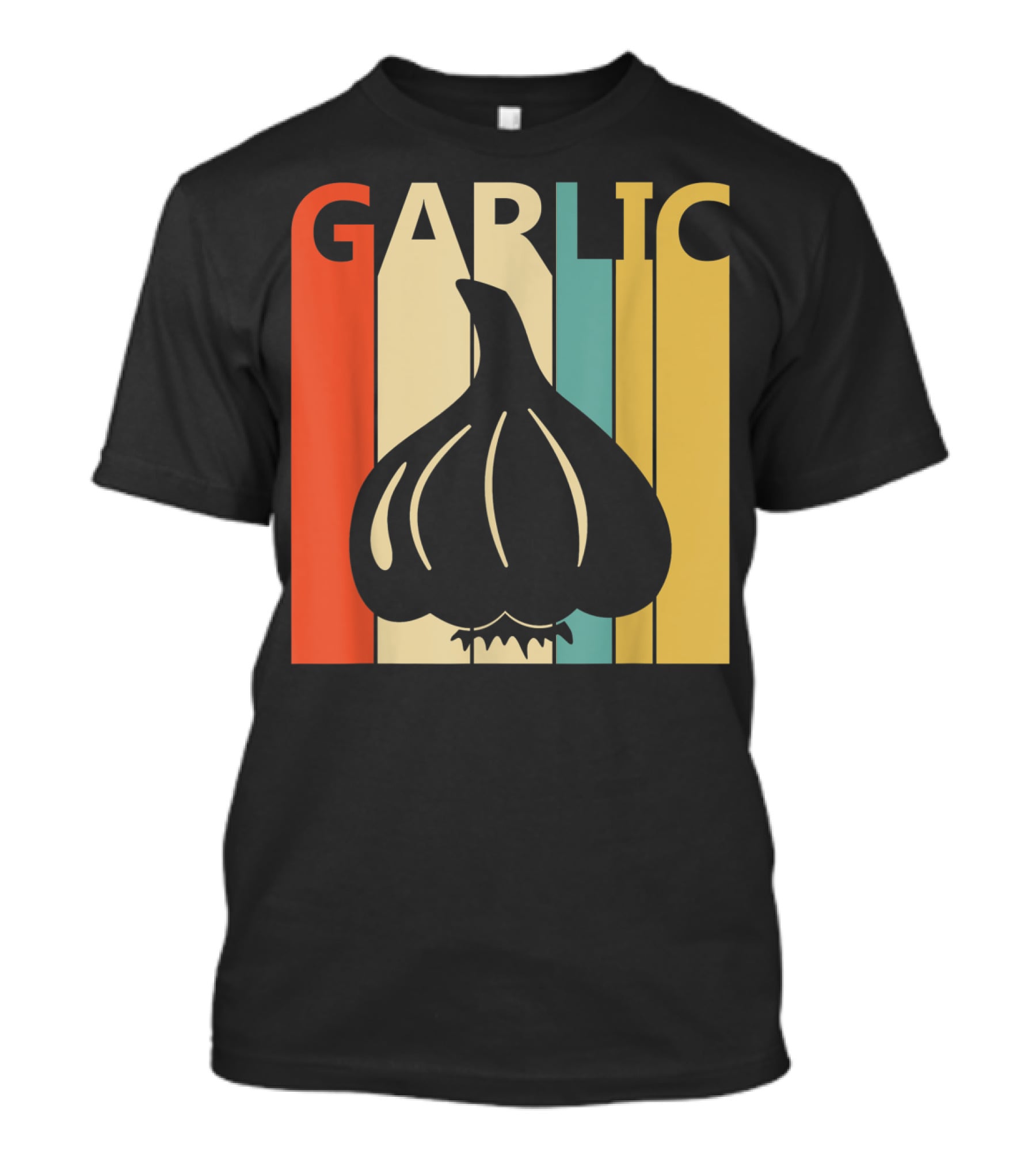 Vintage Garlic Lover Retro Stripes T-Shirt