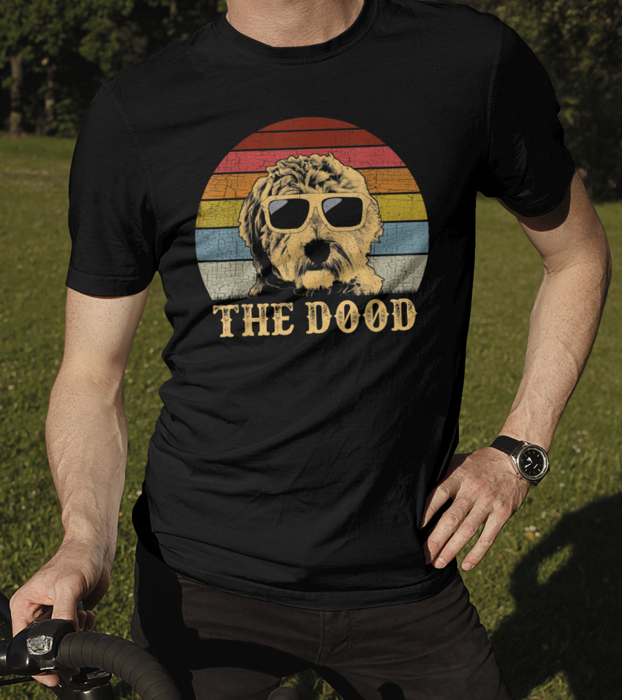Vintage The Dood Goldendoodle Retro Stripes Sunglasses T-Shirt