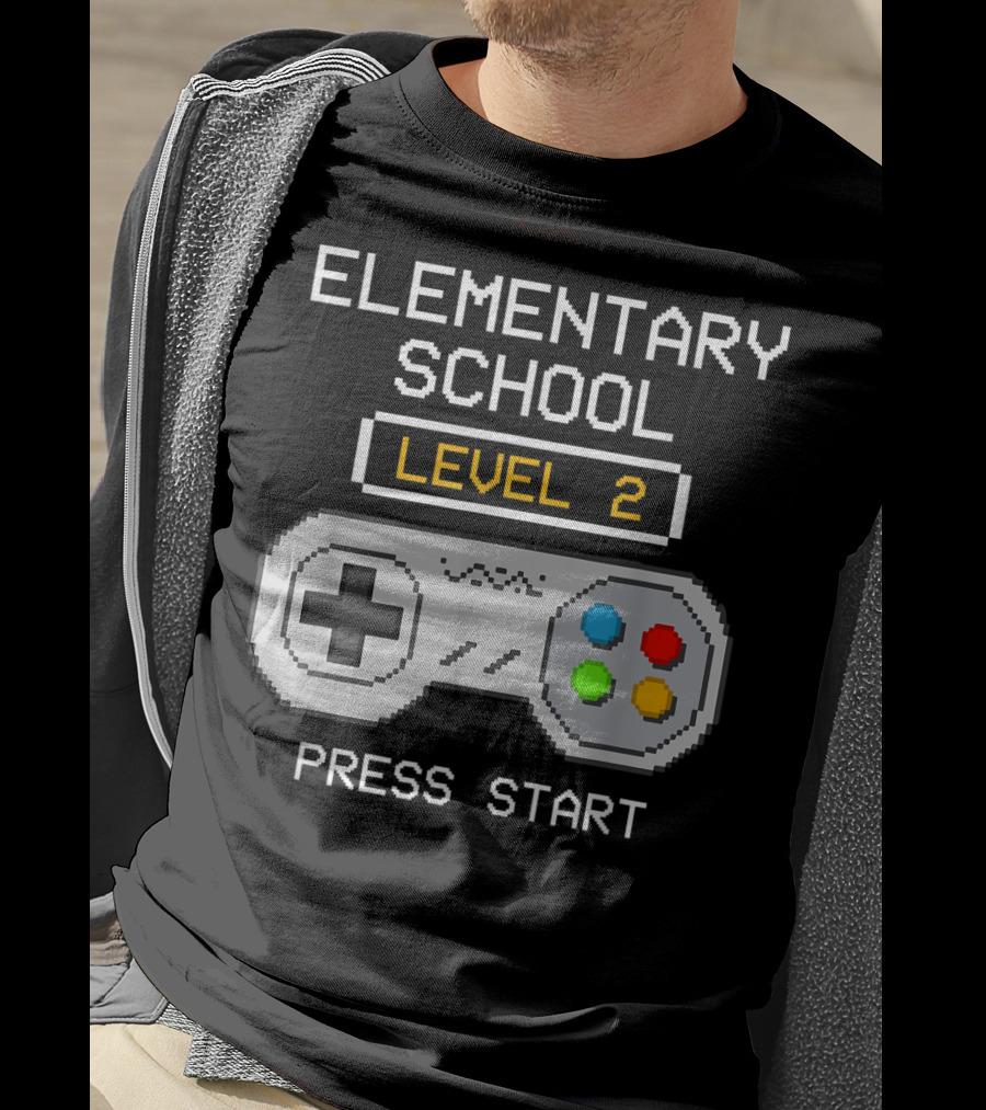 Elementary School Level 2 Press Start Gamer Back To School Game T-Shirt