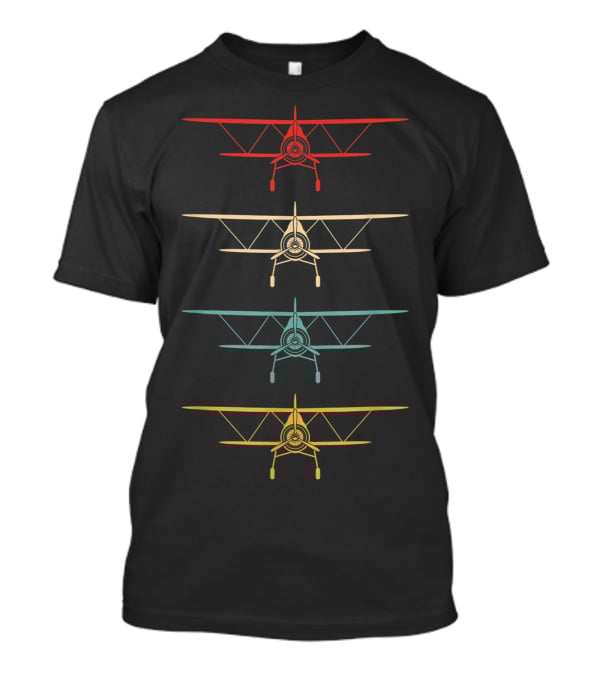 Aviation Airplane Flying Colorful Biplane Airline T-Shirt