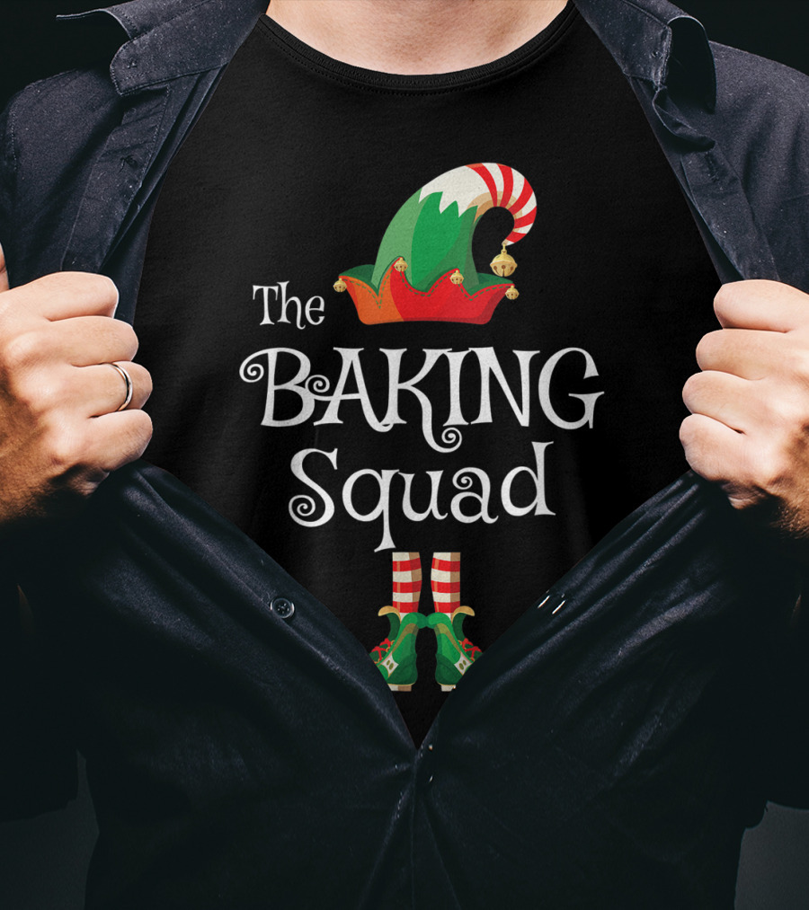 The Baking Squad Funny Elf Hat And Shoes Family Holiday T-Shirt