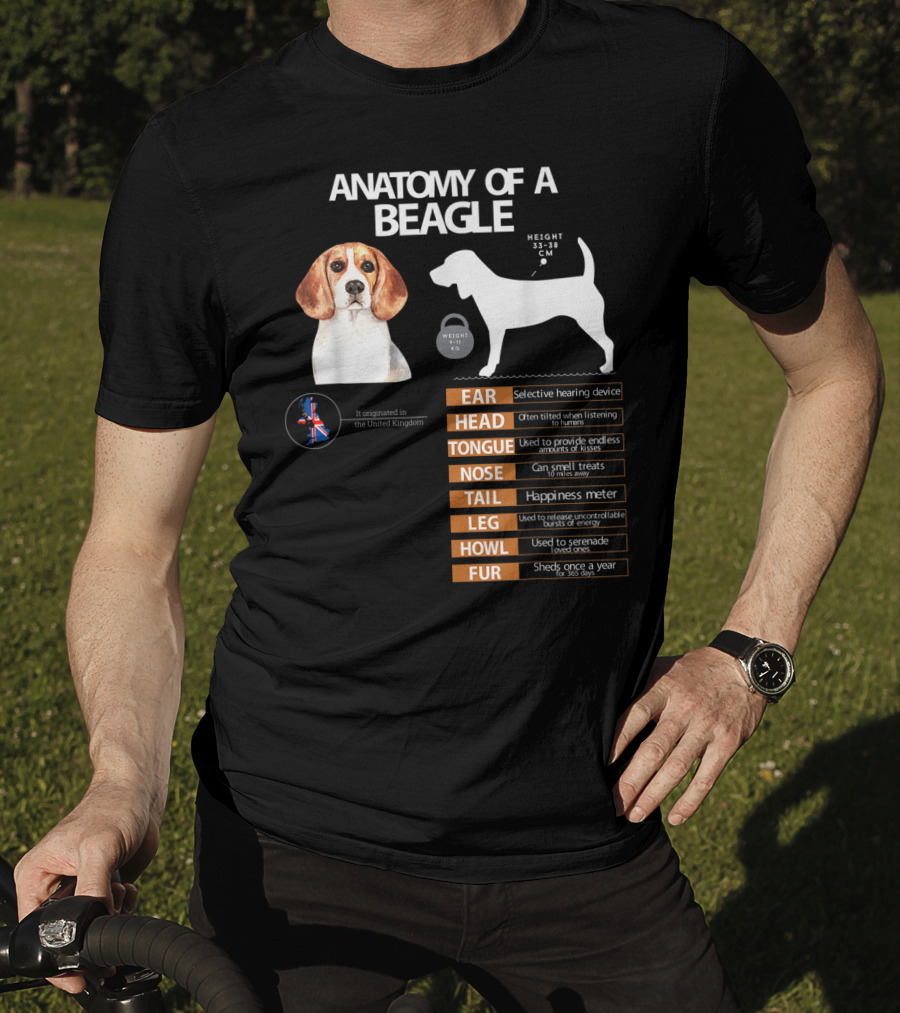 Anatomy Of A Beagle Ear Head Tongue Nose Tail Leg Howl Fur Mom Grandma Dad T-Shirt
