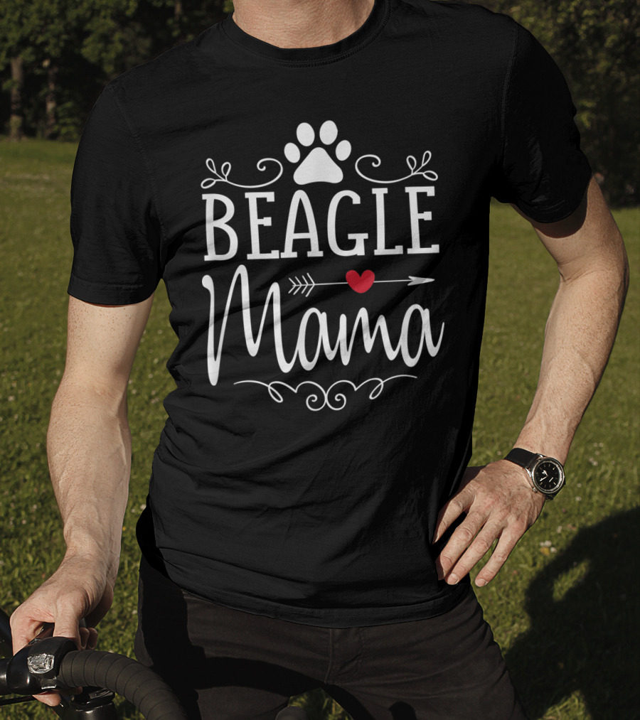 Beagle Mama Paw Print Heart Arrow T-Shirt
