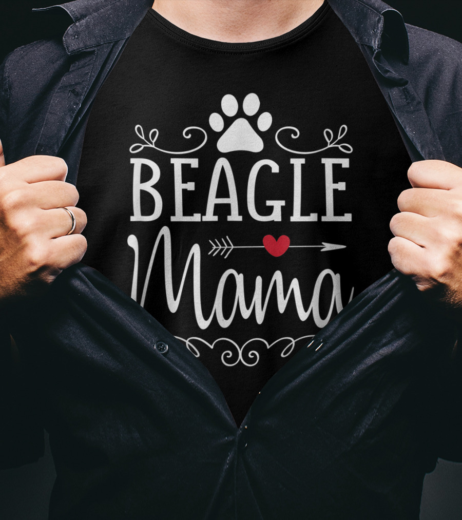 Beagle Mama Paw Print Heart Arrow T-Shirt