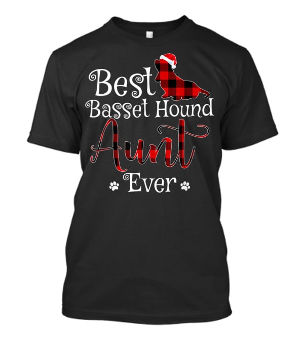 Best Basset Hound Aunt Ever Plaid Christmas Hat T-Shirt