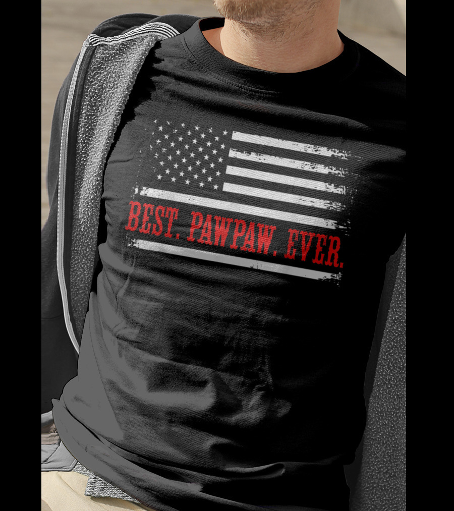 Best Pawpaw Ever American Flag Vintage USA Stripes T-Shirt