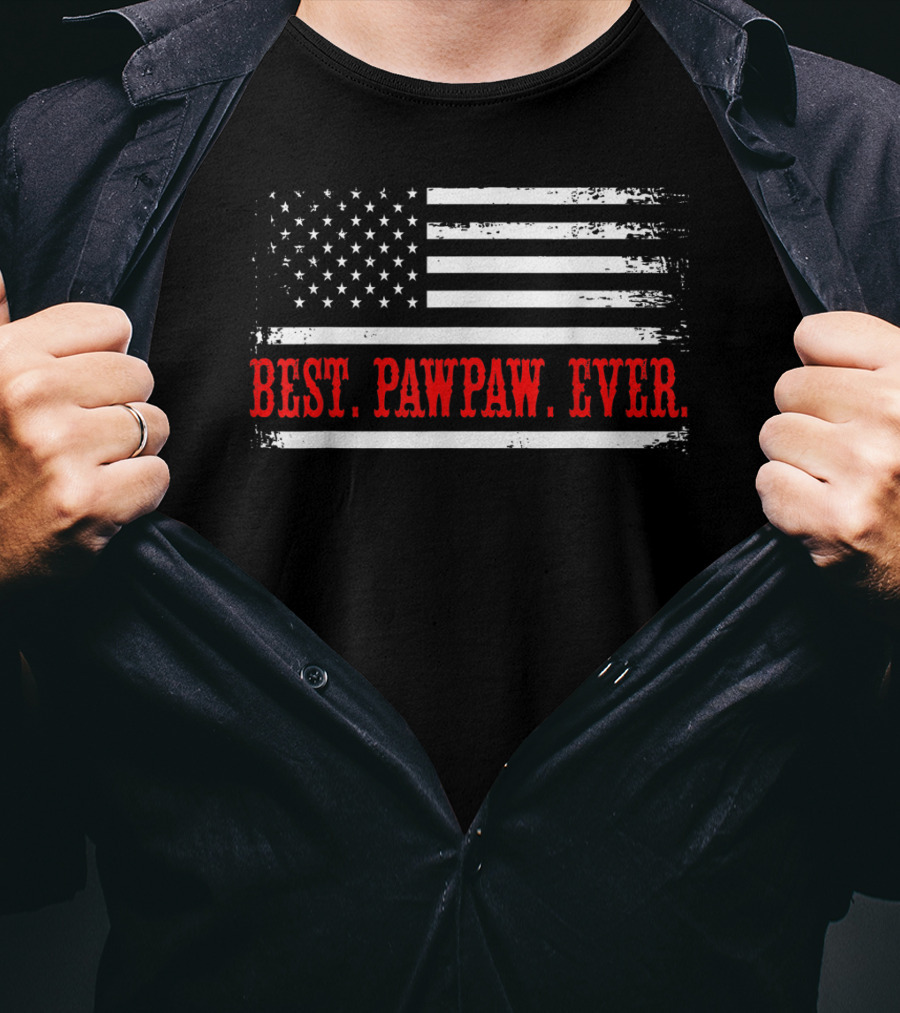 Best Pawpaw Ever American Flag Vintage USA Stripes T-Shirt