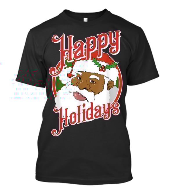 Happy Holidays African American Santa Claus T-Shirt
