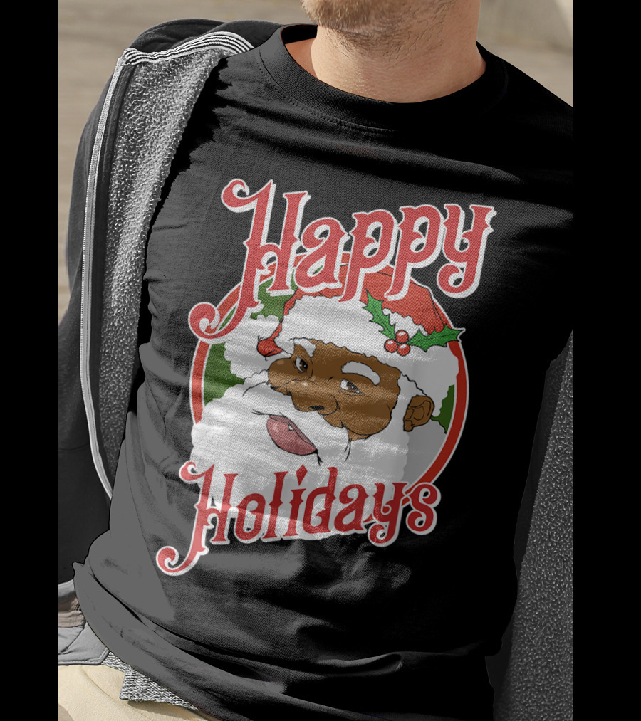 Happy Holidays African American Santa Claus T-Shirt