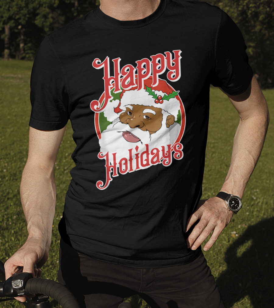 Happy Holidays African American Santa Claus T-Shirt