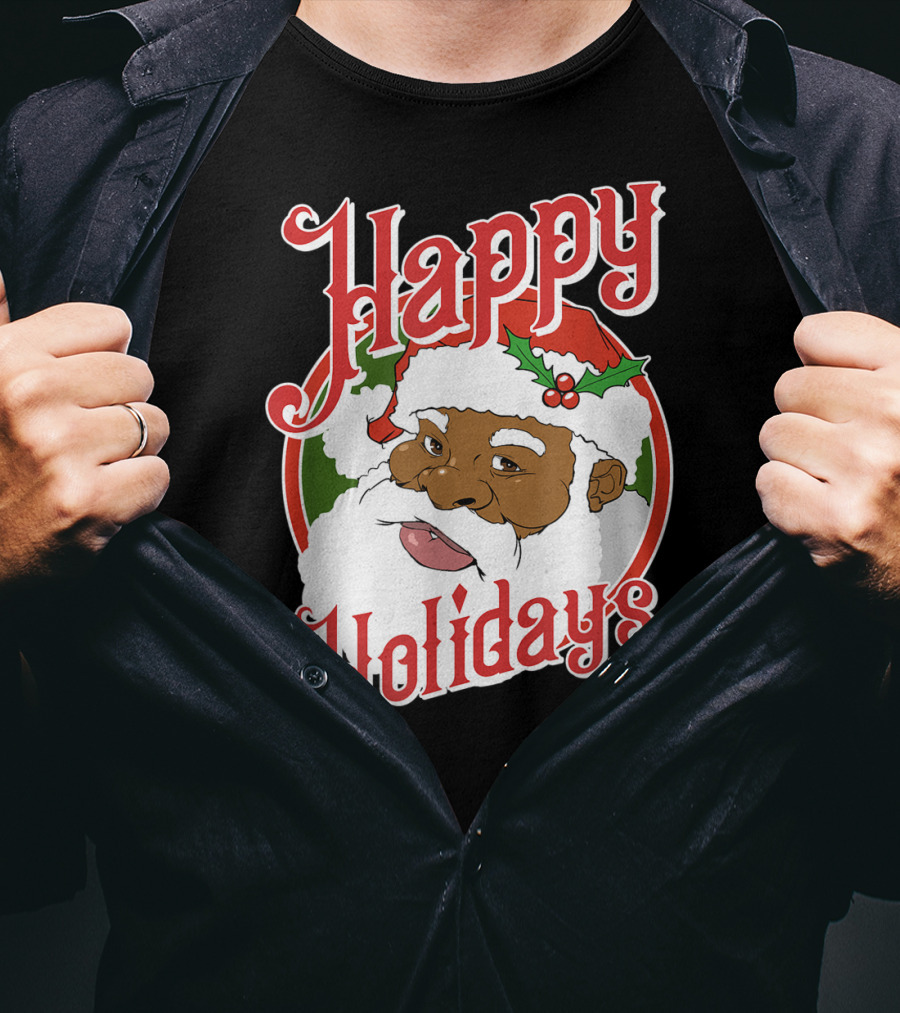 Happy Holidays African American Santa Claus T-Shirt