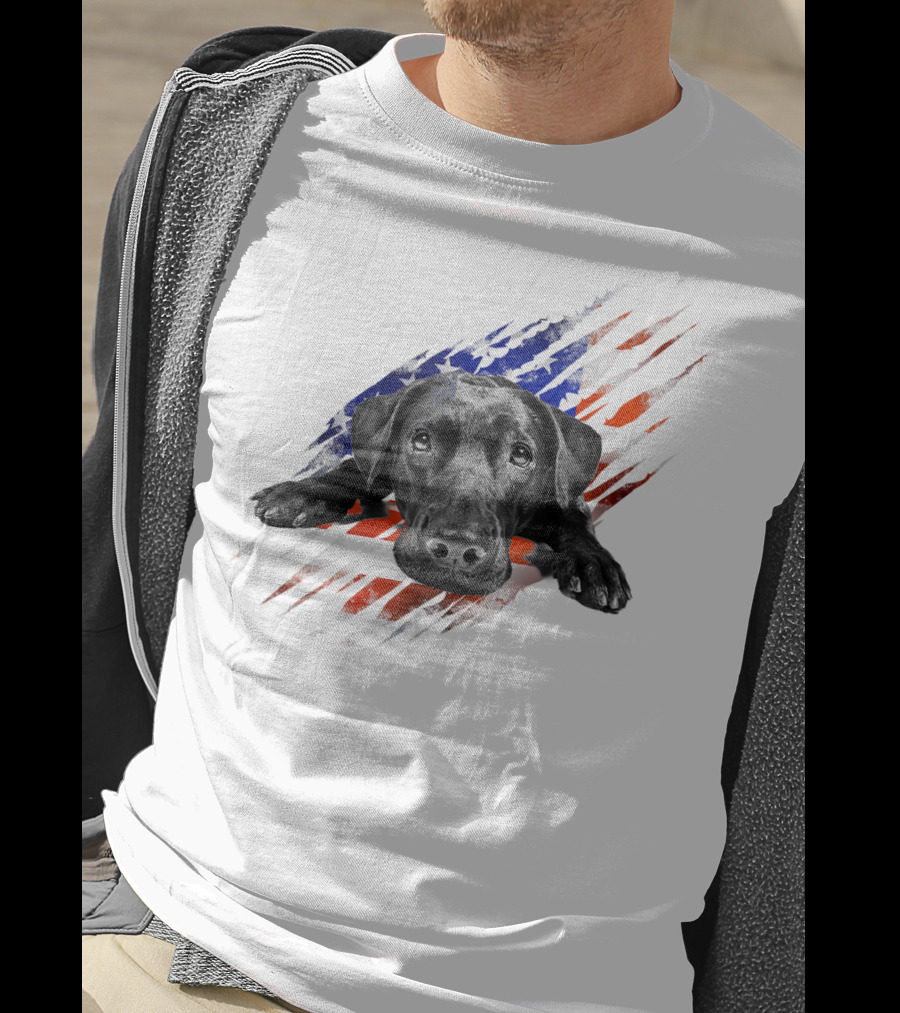 Black Labrador USA Flag Lab Owner Bird Duck Retriever Patriot T-Shirt