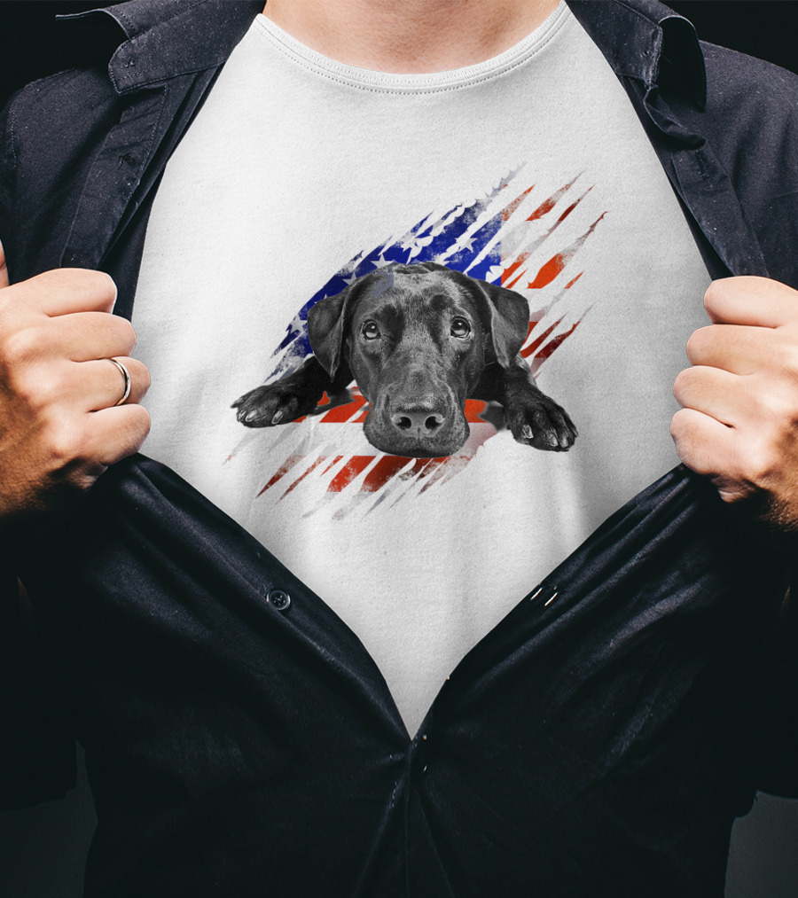 Black Labrador USA Flag Lab Owner Bird Duck Retriever Patriot T-Shirt